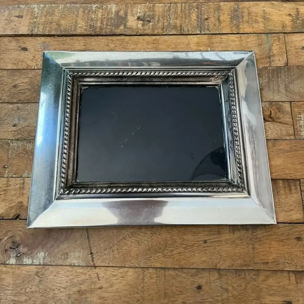 Pottery Barn Silver Metal' Photo Frame 5 x 7 Beaded Inner Border